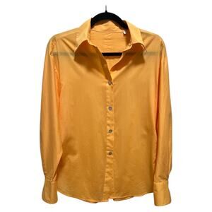 Vince 100% Cotton Button-Up Shirt XS Long Sleeve Light Orange Blouse Minimalist